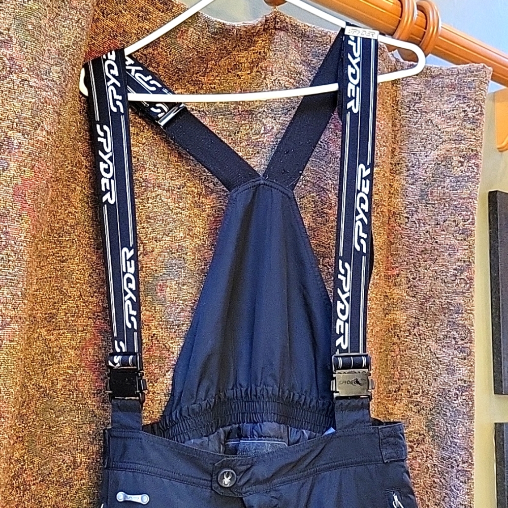 Womens black Spyder Ski Bibs, sz 12